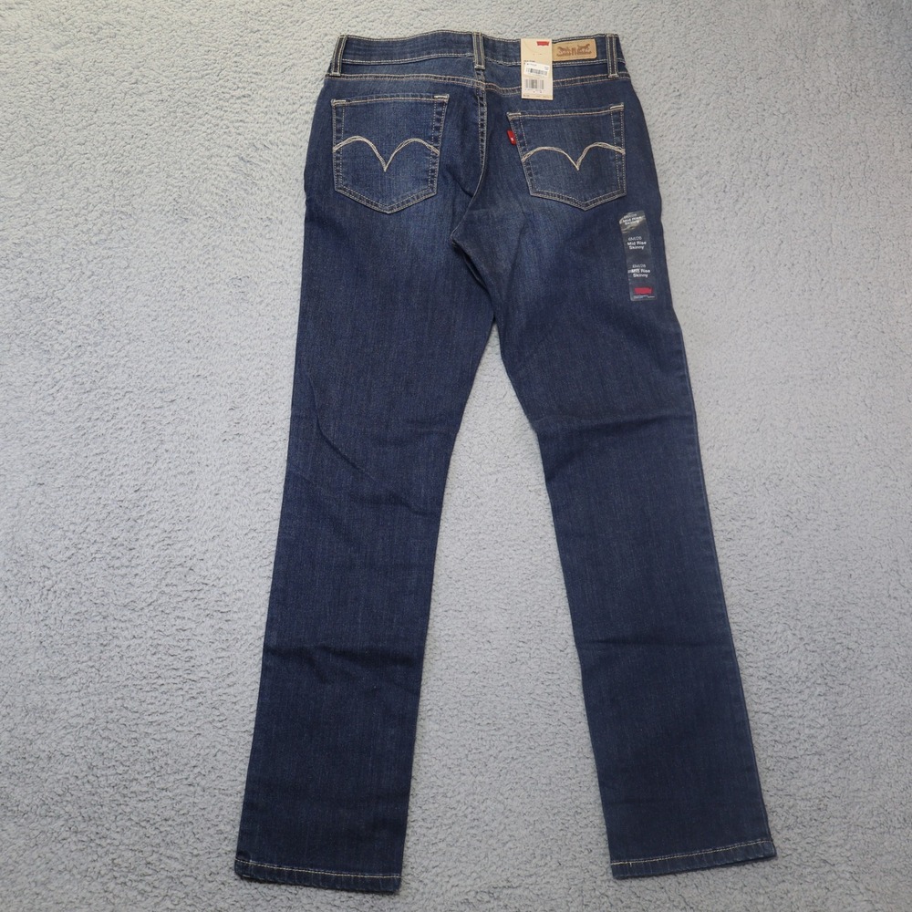 Levis Mid Rise Skinny Jeans Womens 12 Dark Wash Stretch Denim Blue 6M/28 - Picture 14 of 15